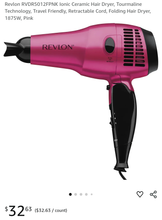 Load image into Gallery viewer, Pink Revlon Folding Retractable Cord Blow Dryer
