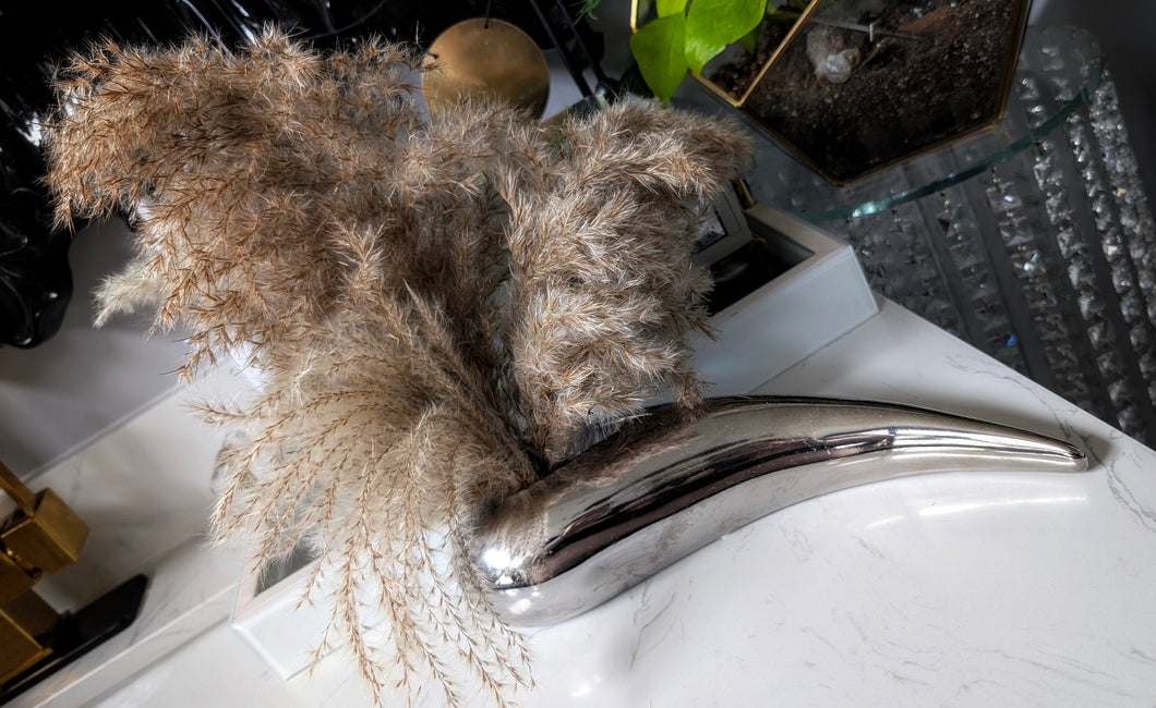 Pampas Grass Arrangement in Chrome Vase
