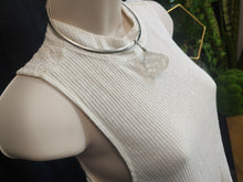 Load image into Gallery viewer, Candie's Victorian Ivory White Ribbed Knit Lace Tank Top LG

