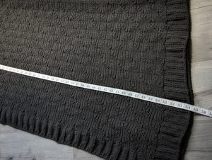 Bella Lux Dark Grey Knit Throw Blanket (50"x54")