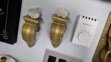 Load image into Gallery viewer, Gold Wall Sconces w/ Clear Quartz Crystals
