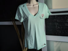 Load image into Gallery viewer, Vixen Drip Custom Pressed Minty Teal Vampire Tee T-Shirt LG
