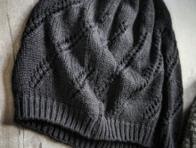 Load image into Gallery viewer, Black &amp; Rhinestone Grey Knit Beanie Tuques
