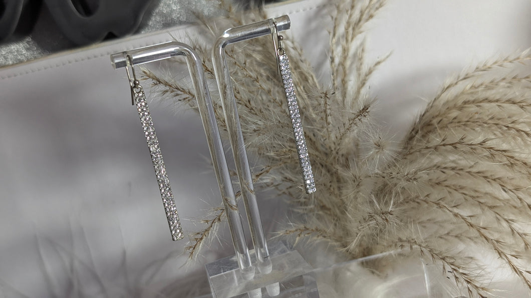 Cubic Zirconia Rectangular Drop Earrings (Stand Not Included)