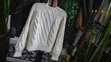 Load image into Gallery viewer, Abercrombie &amp; Fitch Ivory Lantern Sleeve Cable Knit Sweater SM
