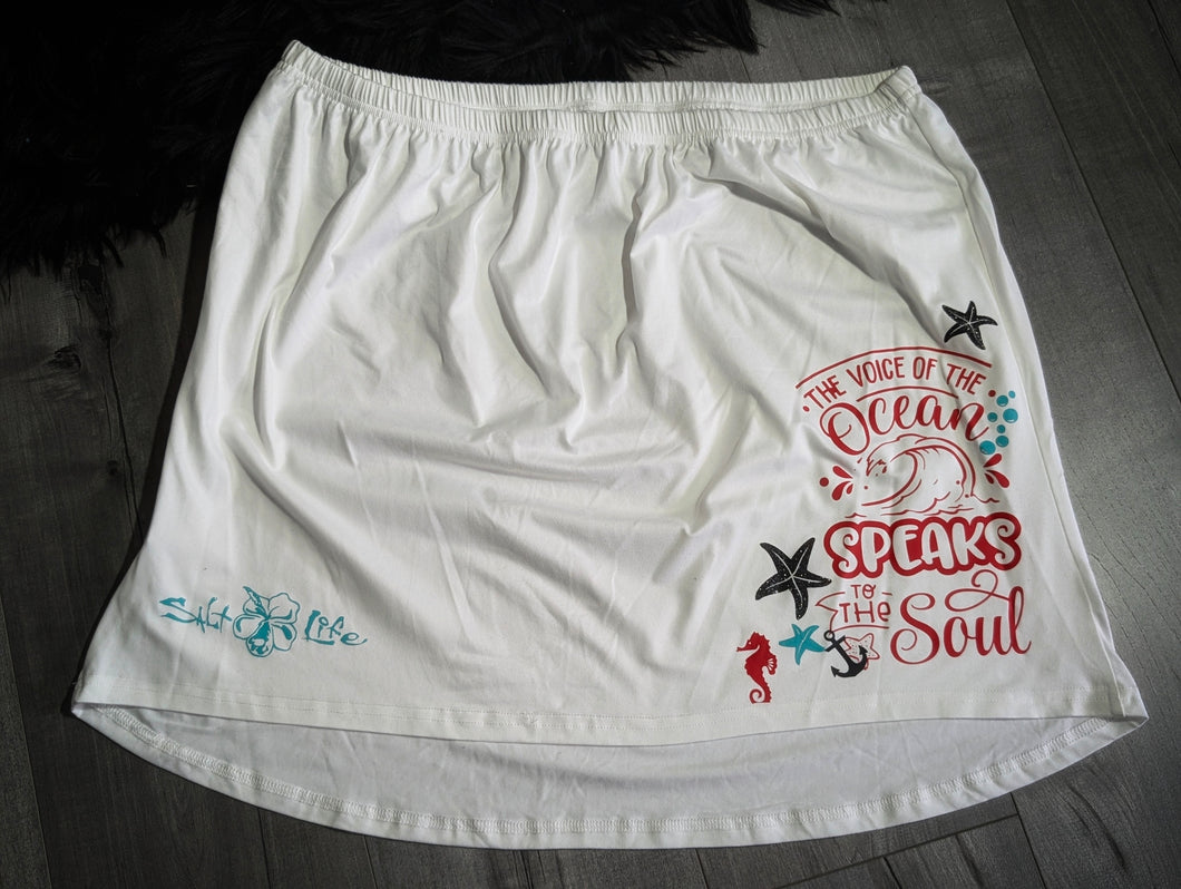 Custom Pressed White Ocean Vibe Skirt XXL