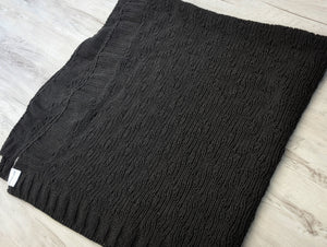 Bella Lux Dark Grey Knit Throw Blanket (50"x54")