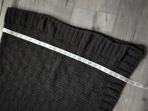 Bella Lux Dark Grey Knit Throw Blanket (50"x54")