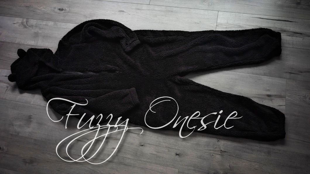 Fuzzy Cozy Cute Black Bear Onesie XL-2XL