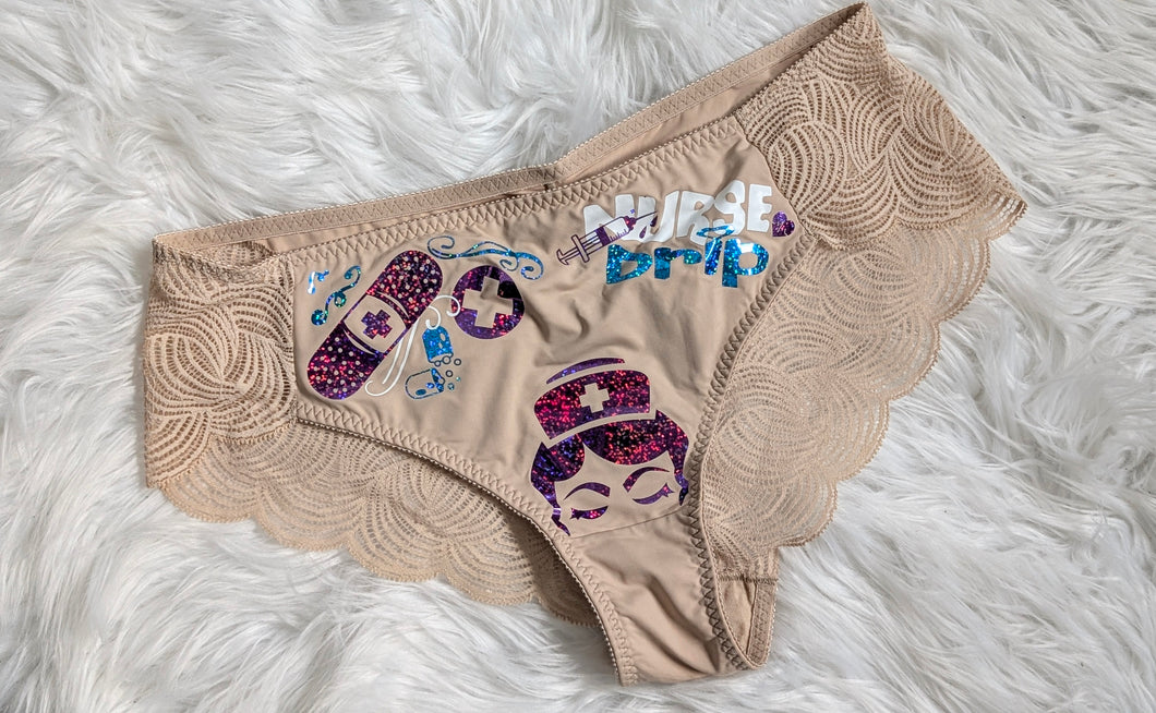 Nurse Drip Design Laced Panties Underwear XL
