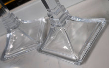 Load image into Gallery viewer, 10&quot; Glass Taper Candle Holders x2 (one has chip)
