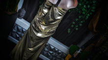Load image into Gallery viewer, Refuge Gold Rouched Side Slit Dress LG NEW

