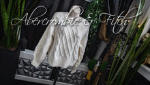 Load image into Gallery viewer, Abercrombie &amp; Fitch Ivory Lantern Sleeve Cable Knit Sweater SM
