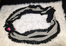 Load image into Gallery viewer, Black &amp; Grey Betsey Johnson Extra Long Infinity Scarf
