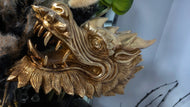 Gold Dragon Head Statue on Stand (has crack shown)