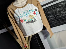 Load image into Gallery viewer, Mermaid Ocean Vibes Starfish Glitter Crop Top Tee LG-XL
