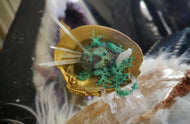 Emerald Selenite Crystal & Artificial Moss in Seashell