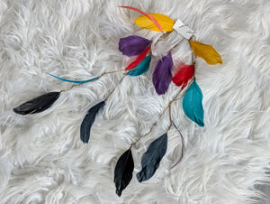Colorful Dyed Feather Long Drop Earrings