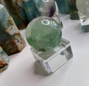 1-1.5" Rainbow Fluorite Sphere with Acrylic Stand