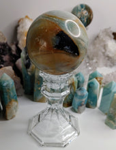 Load image into Gallery viewer, 3&quot; Amazonite Crystal Sphere with Glass Stand
