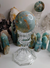 Load image into Gallery viewer, 2-2.5&quot; Amazonite Crystal Sphere with Glass Stand

