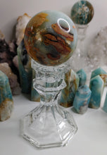 Load image into Gallery viewer, 2-2.5&quot; Amazonite Crystal Sphere with Glass Stand
