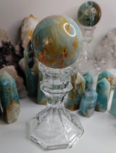 Load image into Gallery viewer, 2-2.5&quot; Amazonite Crystal Sphere with Glass Stand
