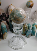 Load image into Gallery viewer, 2-2.5&quot; Amazonite Crystal Sphere with Glass Stand
