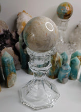 Load image into Gallery viewer, 2-2.5&quot; Amazonite Crystal Sphere with Glass Stand
