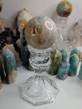 Load image into Gallery viewer, 2-2.5&quot; Amazonite Crystal Sphere with Glass Stand
