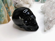 Load image into Gallery viewer, 3&quot; Gold Sheen Black Obsidian Crystal Skull Carving
