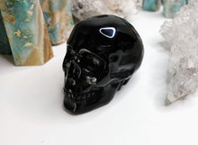 Load image into Gallery viewer, 3&quot; Gold Sheen Black Obsidian Crystal Skull Carving
