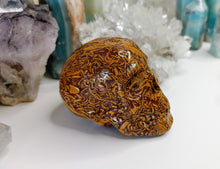 Load image into Gallery viewer, 3&quot; Starry Jasper Stone Crystal Skull Carving
