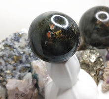 Load image into Gallery viewer, 2&quot; Labradorite Flash Sphere w/White Stand
