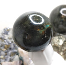 Load image into Gallery viewer, 2&quot; Labradorite Flash Sphere w/White Stand
