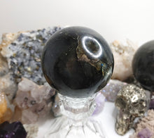 Load image into Gallery viewer, 2.5&quot; Labradorite Flash Sphere w/Glass Stand
