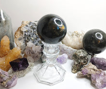 Load image into Gallery viewer, 2.5&quot; Labradorite Flash Sphere w/Glass Stand

