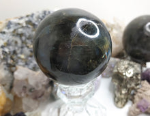 Load image into Gallery viewer, 2.5&quot; Labradorite Flash Sphere w/Glass Stand
