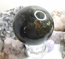 Load image into Gallery viewer, 2.5&quot; Labradorite Flash Sphere w/Glass Stand
