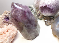 Amethyst Rainbow Smokey Quartz Crystal Pillar Tower