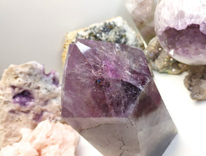 Amethyst Rainbow Smokey Quartz Crystal Pillar Tower