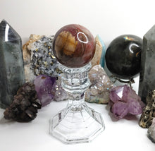 Load image into Gallery viewer, Petrified Wood Fossilized Sphere with Crystal Stand
