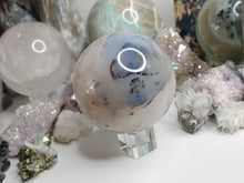 Load image into Gallery viewer, 3&quot; Agate Rainbow Quartz Crystal Sphere with Base
