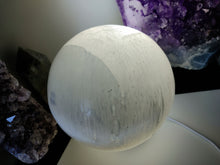 Load image into Gallery viewer, Selenite Crystal Sphere with Led Light Base
