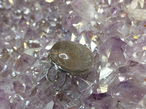 Rutilated Smokey Quartz Crystal Ring
