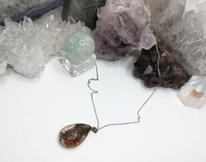 Rutilated Garden Quartz Lodolite Crystal Necklace
