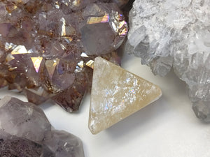 1" Rainbow Shean Honey Calcite Crystal Pyramid