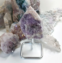 Load image into Gallery viewer, 3.5&quot; Chevron Amethyst Crystal Point on Stand
