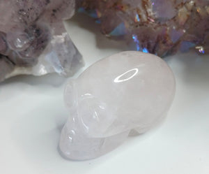 1.5" Shean Rose Quartz Crystal Mini Skull