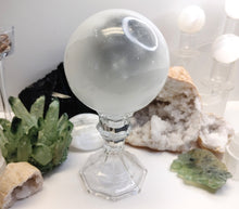 Load image into Gallery viewer, 4.5&quot; Optical Selenite Crystal Sphere with Glass Stand
